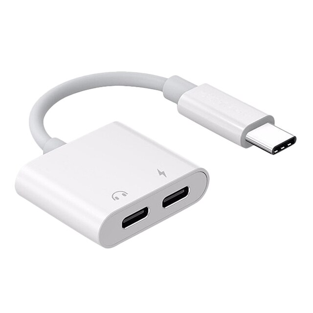 Адаптер JH-032 Type C- Type C Audio+Charge, белый
