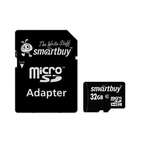 Карта памяти МicroSD SmartBuy 32 Гб 10 Class + адаптер SD