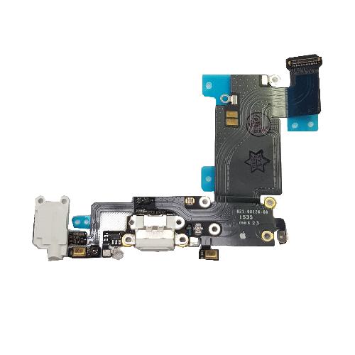 Шлейф телефона iPhone 6S Plus + разъем зарядки + разъем гарнитуры + микрофон (белый)